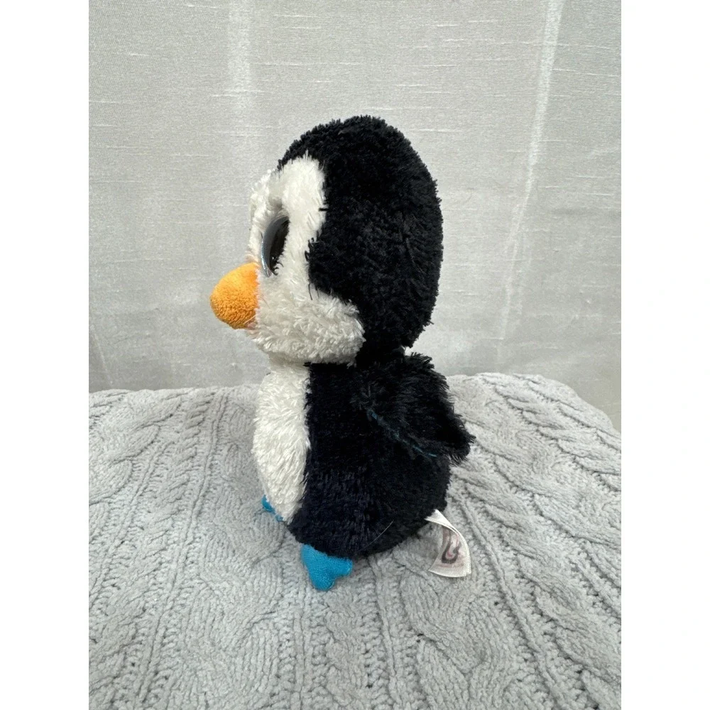 Ty Beanie Boos Waddles Penguin Plush Black White Blue‎ Glitter Eyes 6 inch